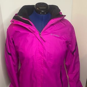 Columbia Interchange Pink Zip Nylon Winter Jacket Coat Size Large
